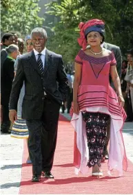  ?? Picture: Mark Wessel ?? During Thabo Mbeki’s presidency it was a mixture of suiting up for business and Afro-optimism, as seen in the outfits worn by Mbeki and Baleka Mbete.