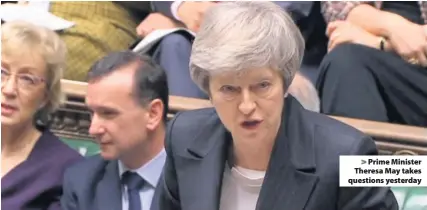  ??  ?? Prime Minister Theresa May takes questions yesterday