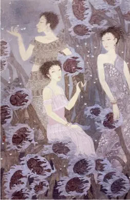  ??  ?? 杨金卯 /夜精灵纸本工笔 218cm×143cm 2014年