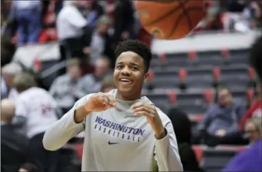  ?? YOUNG KWAK — THE ASSOCIATED PRESS ?? Washington guard Markelle Fultz worked out for the Sixers on Saturday amid reports that the team is talking to the Boston Celtics for the top overall pick in the NBA Draft.