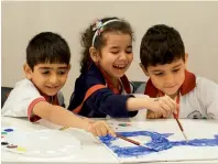  ??  ?? COLOURS OF LITERATURE... Students form Al Maarifa School Sharjah show off their painting skills at the kids fun corner.