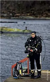  ??  ?? below left A diver prepares to dive in Gulen, Norway