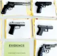  ?? AP FILES ?? Chicago police display some of the thousands of illegal firearms confiscate­d during the year. In a government report released on Friday, the U.S. rate for gun deaths has increased for the second straight year, following 15 years of no real change.