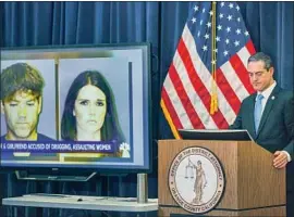  ?? Allen J. Schaben Los Angeles Times ?? ORANGE COUNTY Dist. Atty. Todd Spitzer announces plans to drop all charges against Grant Robicheaux and his girlfriend, Cerissa Riley, in February 2020.