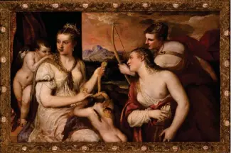  ??  ?? Tiziano - Venere benda Amore
1560-1565, olio su tela, 118x185 cm. Roma, Galleria Borghese © Galleria Borghese