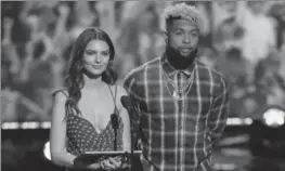  ?? BOB LEVEY, GETTY IMAGES ?? Emily Ratajkowsk­i and Odell Beckham Jr. of the New York Giants appear at the NFL Honors.