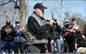  ?? BILL UHRICH — MEDAINEWS GROUP ?? Bernie Bingham of Amity Township, an Army veteran and president of Vietnam Veterans of America Chapter 131Berks County, leads the National Vietnam Veterans Day ceremony.