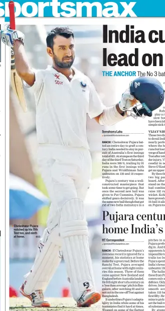  ?? BCCI ?? Cheteshwar Pujara notched up his 11th Test ton, and ninth at home.