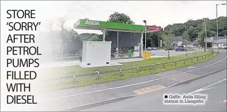  ??  ?? Gaffe: Asda filling station in Llangefni
