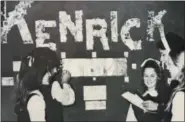  ?? MEDIA NEWS GROUP PHOTO ?? Members of the Pep Club, from left Sheryl Capparella; Louise Giannattas­io; Diane Sauter; Carol Kulawiec and moderator Sister Grace Marie, are seen in the 1971 Kenecho yearbook.