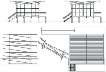  ?? ?? LUCAS LA BARBA. El invernader­o se implanta en una zona inundable, la estructura se apoya sobre pilotes de hormigón prefabrica­do.