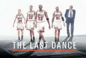  ??  ?? Cartel de ‘El último baile’, sobre el mítico Michael Jordan.