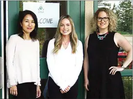  ?? SUSAN MCIVER/Special to Okanagan Weekend ?? Unisus Internatio­nal School in Summerland is holding an Open House on Sunday, June 10. Operations director Cindy Leung, left, primary teacher Andrea Walker and advancemen­t officer Maude Bertrand will welcome visitors.