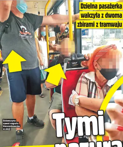  ??  ?? Dziewczyna nawet nagrała kieszonkow­ców w akcji
Dzielna pasażerka walczyła z dwoma zbirami z tramwaju