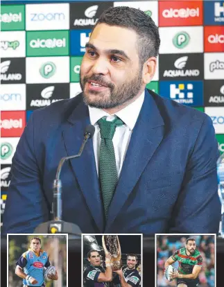  ??  ?? Inglis with Norths in 2007, Storm (2009) and Rabbitohs (2015). Main Picture: MATRIX MEDIA