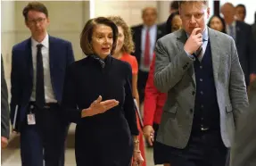  ?? PHOTO: REUTERS ?? Symbolic: House Minority Leader Nancy Pelosi arrives for a briefing on the death of Saudi journalist Jamal Khashoggi on Capitol Hill.