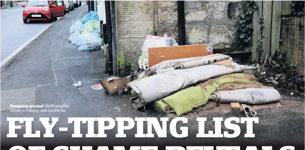  ??  ?? Dumping ground Wellmeadow Street, in Paisley, was on the list