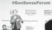  ?? CHARLIE NEIBERGALL/AP ?? Elizabeth Warren, speaking at the Presidenti­al Gun Sense Forum in Des Moines, says her goal is to cut the number of U.S. firearms deaths by 80%.