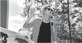  ?? ELISE AMENDOLA/AP ?? Sen. Elizabeth Warren, D-Mass., speaks at a campaign house party on Friday.