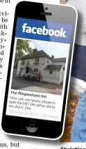  ??  ?? Christina Warren and Kevin de Young at The Ringleston­e Inn and the comment on Facebook that stirred up criticism