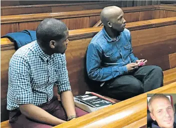  ?? Picture: KATHRYN KIMBERLY ?? THE ACCUSED: Charles Nqaba, left, and Jabulani Mkaba in the dock DEVIN HATTINGH