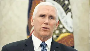  ??  ?? US Vice President Mike Pence speaks during an event hosted by US President Donald Trump in the Oval Office last month.