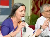  ?? — DC ?? CPI-M leader Brinda Karat during a press meet at Sundarayya Vignana Kendram, Baghlingam­pally.