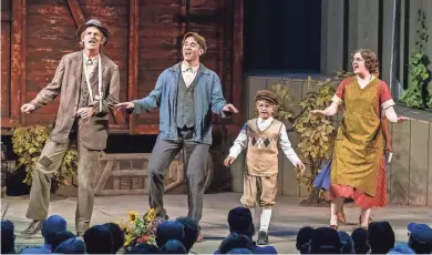  ?? LEN VILLANO ?? Jeff Herbst (left), Doug Clemons, Ben Martin and Molly Rhode perform in "Boxcar," staged by Northern Sky Theater in Door County.