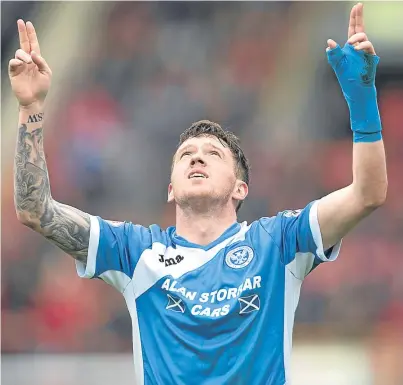  ?? PPA. ?? Danny Swanson celebrates his goal – his 14th of the season – against Aberdeen last week.