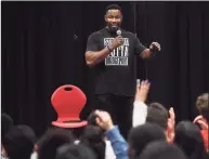  ?? Brian A. Pounds / Hearst Connecticu­t Media file photo ?? Actor and martial artist Michael Jai White fields questions from drama students during a visit to his alma mater, Central High School in Bridgeport, in 2019.