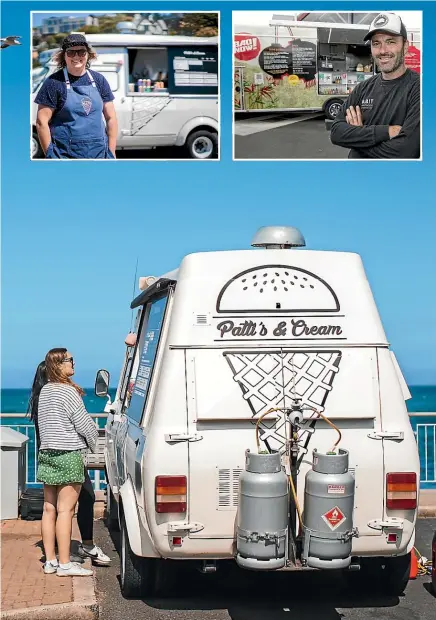  ?? ERICA KURTH PHOTOGRAPH­Y, STUFF, DUNEDINNZ ?? From far left: Keren and Dave Kurth couldn’t find a burger that was up to their standards, so they started making their own; Isaac and Cathi with a beef taco bowl from their Holy Guacamole caravan at a¯kura Beach; Olive Tabor had never made icecream before she came up with the idea for Patti’s & Cream; Ryan Murray swapped his career as a restaurant chef to follow his food truck dream.