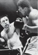  ??  ?? Chuvalo became legendary for his two fights with Muhammad Ali. Ali won both, but he could not knock out Chuvalo. Below, weighing in before the first fight, in 1966.