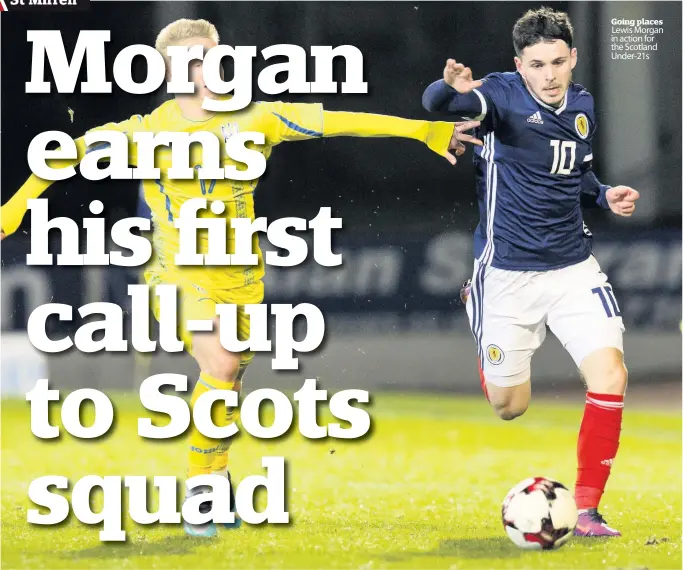  ??  ?? Going places Lewis Morgan in action for the Scotland Under-21s