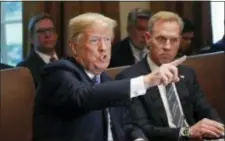  ?? PABLO MARTINEZ MONSIVAIS - THE AP ?? President Donald Trump gestures while speaking during his meeting with members of his cabinet in Cabinet Room of the White House in Washington, Wednesday.