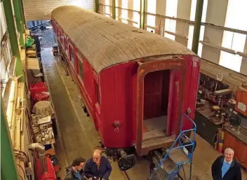  ?? ?? Inside the Atkins shed at Pickering is NER third open No. 945, the ownership of which has been transferre­d to the LNERCA, which is now progressin­g its restoratio­n.