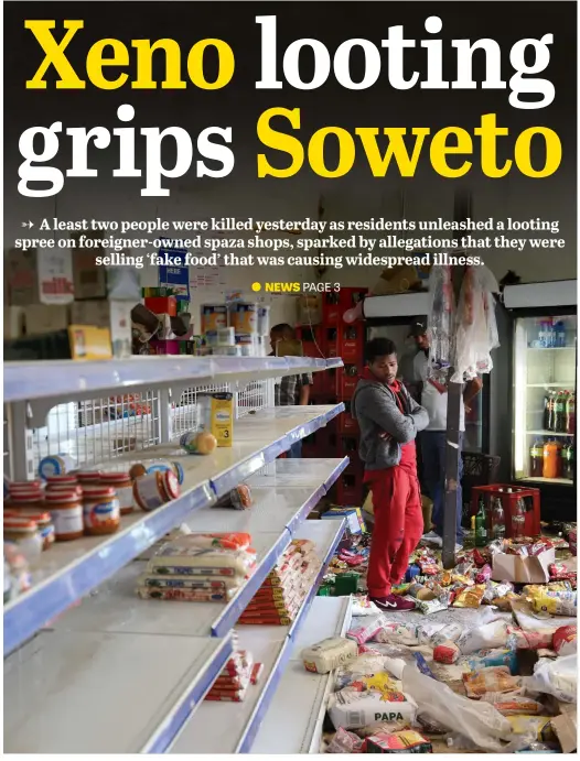  ?? Picture: Nigel Sibanda ?? RAGE AND REVENGE. A migrant businesspe­rson inside his plundered shop at White City in Soweto yesterday. Residents started looting foreigner-run shops after a spaza shop owner was accused of killing a local teen.
