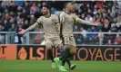  ?? Photograph: Damien Meyer/AFP/Getty Images ?? Kylian Mbappé (right) and Gonçalo Ramos react after a chance goes begging but the pair have been in fine form of late.