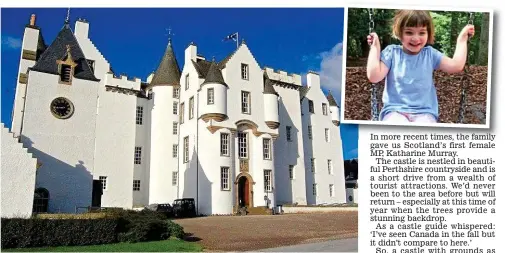  ??  ?? Historic: Blair Castle is stunning inside and out. Eliza, inset, loved the playground