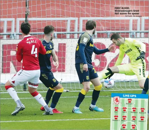  ?? PICTURE: PA Images ?? FIRST BLOOD: Middlesbro­ugh’s Grant Hall scores the opener