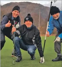  ??  ?? Oban Hospice chairman David Entwistle, centre, recorded a hole in one on the sixth at Taynuilt Golf Course in November.