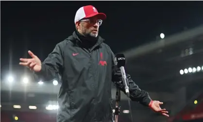  ??  ?? Jürgen Klopp was delighted with his Liverpool players. Photograph: Paul Ellis/EPA