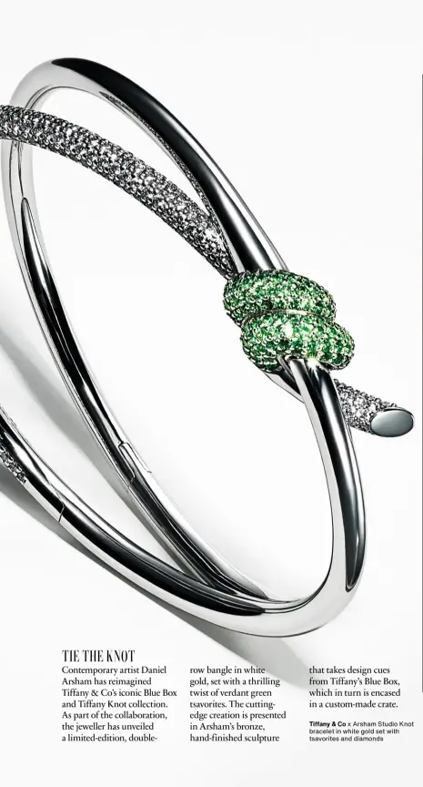  ?? Tiffany & Co x Arsham Studio Knot bracelet in white gold set with tsavorites and diamonds ??