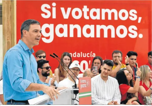  ?? BARBA/EFE ?? El presidente del Gobierno, Pedro Sánchez, ayer en Cuevas de Almanzora (Almería).