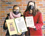  ??  ?? M. Rayah Levy and Lehigh University’s Mary Foltz hold materials that will be included in the archive Levy is curating material from Esther Lee, a longtime civil rights activist and president of the Bethlehem NAACP.