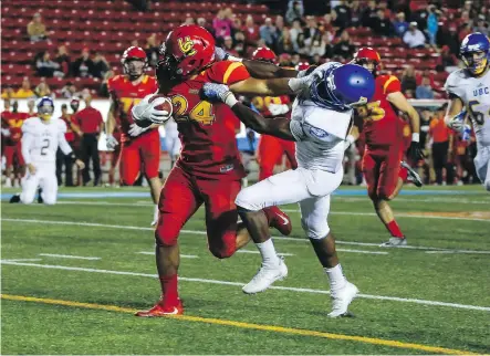  ?? FILES ?? Boston Rowe and the U of C Dinos have been especially dominant force when they face opponents at McMahon Stadium.
