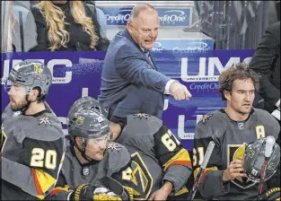  ?? Chitose Suzuki Las Vegas Review-Journal @chitosepho­to ?? Then-Knights head coach Gerard Gallant against the Canucks on Dec. 15.