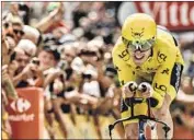  ?? Phillippe Lopez AFP/Getty Images ?? GERAINT THOMAS finished third in the Stage 20 time trial, which should be enough for the victory.