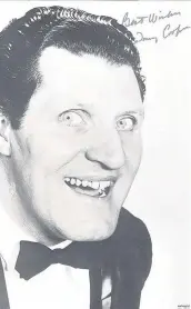  ?? COPYRIGHT: THE TOMMY COOPER ESTATE. PHOTOGRAPH: VICTORIA AND ALBERT MUSEUM, LONDON ?? A signed Tommy Cooper photograph and, right, his hand-written audience lines