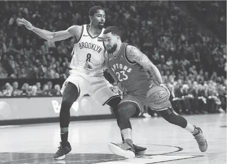  ?? GRAHAM HUGHES/THE CANADIAN PRESS ?? Raptors point guard Fred VanVleet will not be the leader of a secondary group of five players as he was last season, but instead, new head coach Nick Nurse seems inclined to sub players into the Toronto lineup as needed, rotating a mix of starters and reserves.