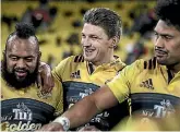  ??  ?? The late-season form of, left to right, Loni Uhila, Beauden Barrett and Ardie Savea has been vital for the Hurricanes.